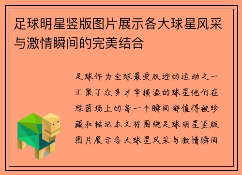 足球明星竖版图片展示各大球星风采与激情瞬间的完美结合